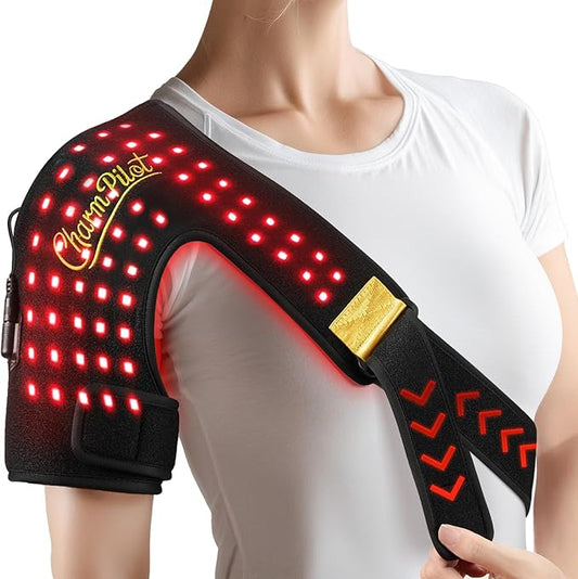 Red Light Therapy for Shoulder, Near-Infrared Light Therapy Pad, 660nm and 850nm Shoulder Therapy Strap (86LEDs), Heating Shoulders Pads, Gift for Pain Relief - Bloomnest