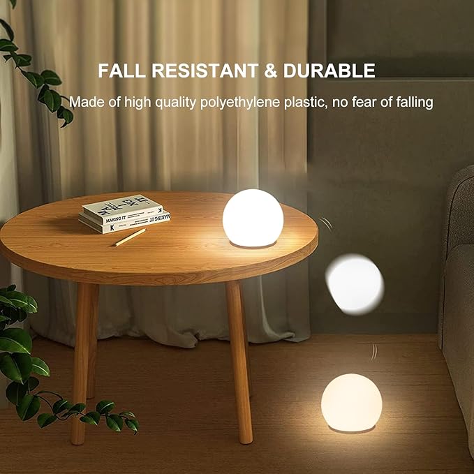 LED Glowing Ball Light, 8-in RGB Color Changing LED Orb Night Light Mood Lamp for Kid, 16 Colors 4 Lighting Modes & 8 Brightness Sphere Lamp w/Remote, Rechargeable Outdoor Globe Lights for Home Patio - Bloomnest