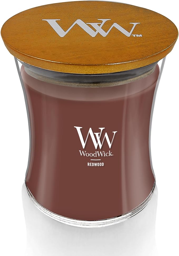 WoodWick Redwood Holiday Candle Gifts for Women and Men, 9.7 oz Medium Hourglass Candle with Crackling Wick - Bloomnest