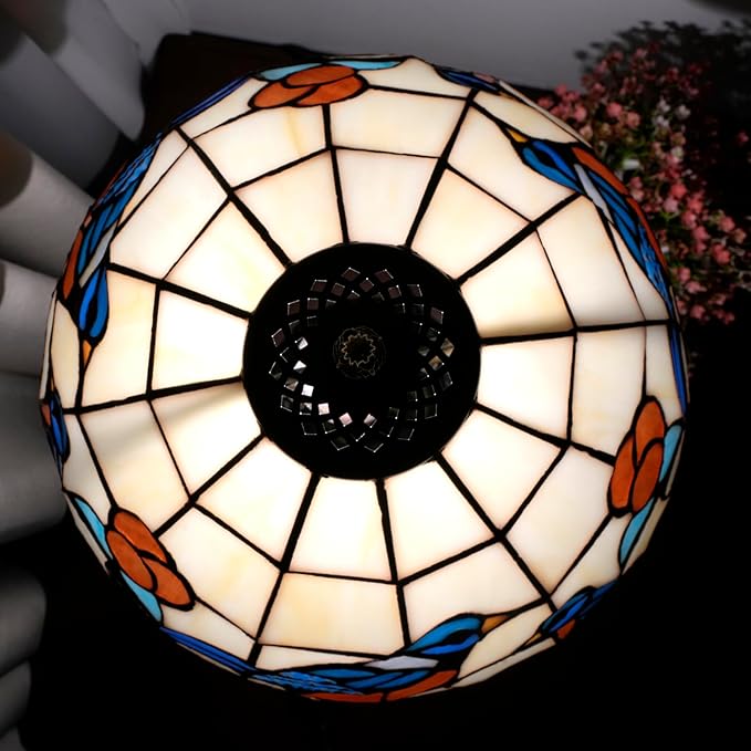 Hummingbird Lamp Stained Glass Table Lamp Tiffany Lamps for Bedroom Living Room Bedside Home Office Vintage Style Bird Flower Farmhouse Hotel Bar Decor Night Stand Desk Reading Light 12x12x19 Inch - Bloomnest