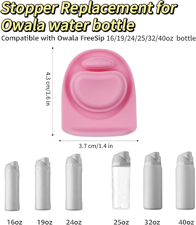 Joshey 6 Pack Rubber Seal Replacement Stopper, Compatible with Owala Freesip 24oz 32oz Water Bottle Spout Cap-Silicone Gasket Replacement Parts (Pink) Joshey