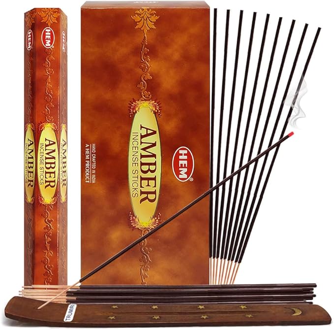 Amber Incense Sticks and Incense Stick Holder Bundle Insence Insense Hem Incense Sticks TRUMIRI