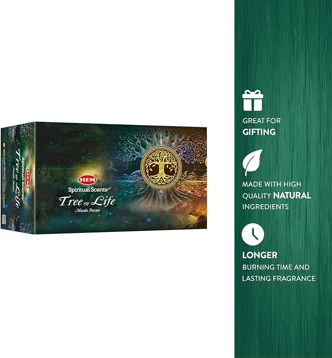Hem Celtic Tree of Life Masala Incense Sticks | Natural Fragrance of Sandalwood for Positivity | Smudge Healing Incense for Stress Relief & Cleansing | Gift Set - Pack of 12 (15 GMS Each)