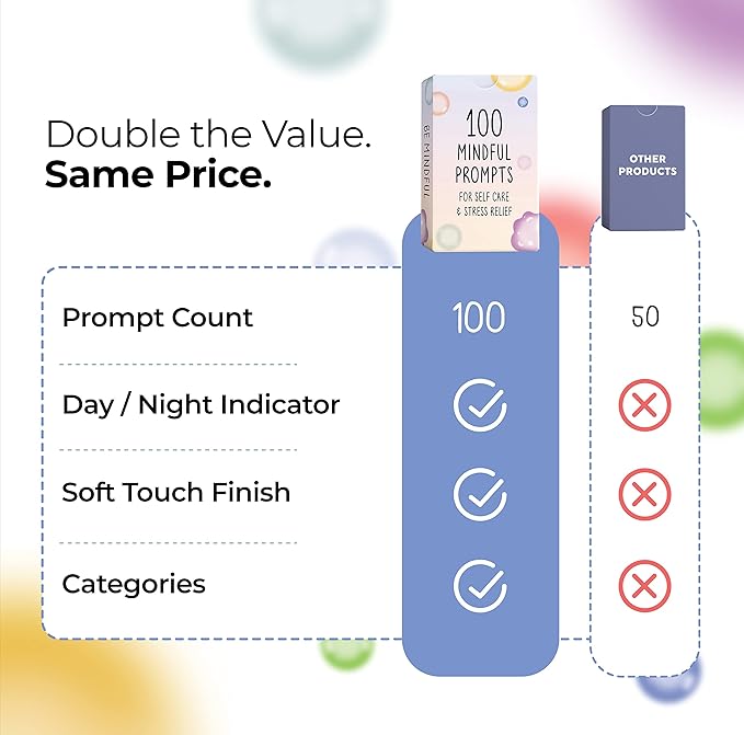 BEST 100 Mindful Prompts for Self Care & Stress Relief | Cards to Reduce Anxiety & Increase Relaxation | Perfect Mindfulness Gift | Beyond Positive Affirmations | Meditations For Kids, Teens, & Adults - Bloomnest