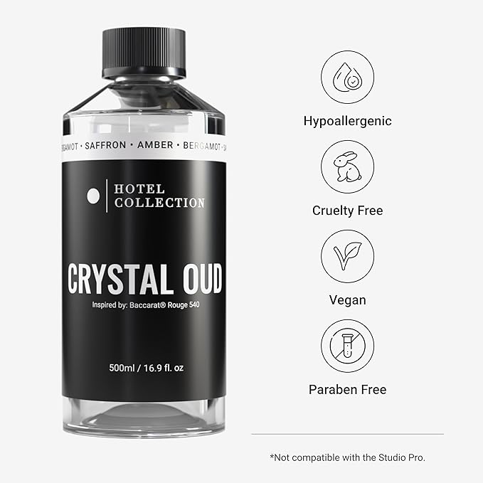 Hotel Collection Diffuser Oil - Crystal Oud - Aromatherapy Essential Fragrance Oil - Bergamot, Sweet Berries, Jasmine & Saffron - 500ML 16.9 Fl oz - Bloomnest