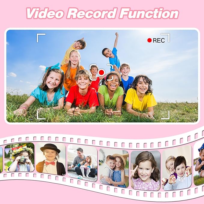 Goopow Kids Camera Toys for 3-8 Year Old Girls Boys,Children Digital Video Camcorder Camera with Cartoon Soft Cover, Best Chritmas Birthday Festival Gift for Kids - 32G SD Card Included - Bloomnest