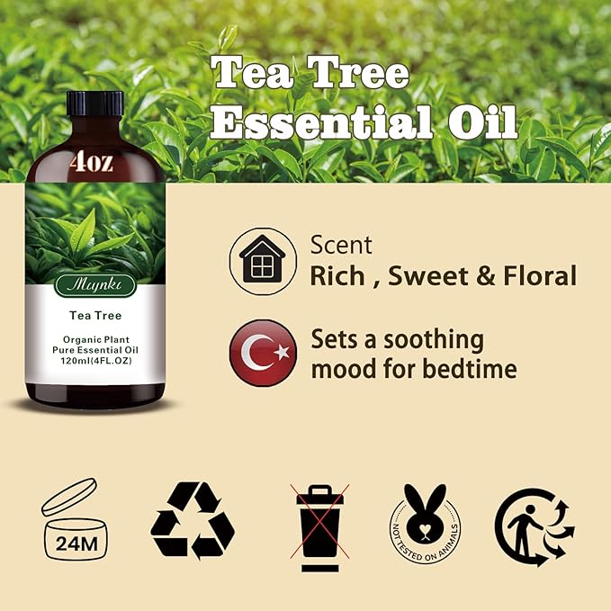 Tea Tree Fragrance Oil-Tea Tree Essential Oil 4.33oz (130ml)-100% Pure Natural Scent for Diffusers, Candles, Soap Making & Aromatherapy-Relaxing Home & Gift Essential Oil for Bath, Massage - Bloomnest