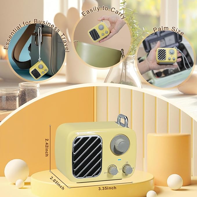 Vintage Style White Noise Machine – Portable Sleep Sound Device with 16 Relaxing Sounds, Timer & Stepless Volume, Rechargeable Sleep Aid & Gift for Teens, Kids, Baby, Travel & Office (Yellow) - Bloomnest