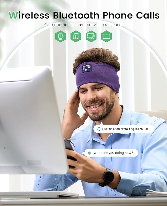 Perytong Sleep Headphones Sleeping Bluetooth Headband, Soft Headphone Band with Ultra-Thin Speakers Perfect for Side Sleepers, Running, Workout, Jogging, Yoga, Insomnia Cool Gadgets - Bloomnest
