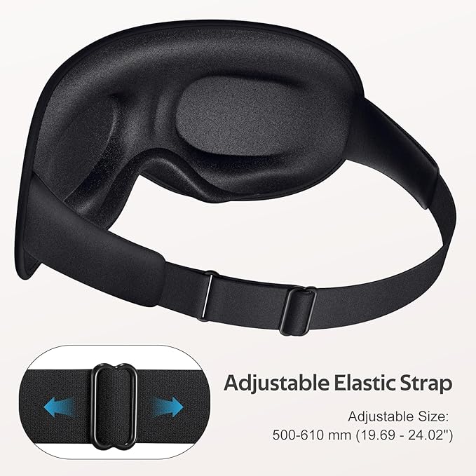 Sleep Mask for Men Women - 100% Blackout Eye Masks for Sleep - 3D Soft Sleeping Mask for Side Sleepers - Zero Pressure Lash Extensions Eye Cover Shade for Airplane Travel Essentials, Black - Bloomnest