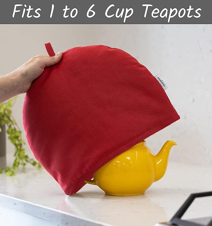 Muldale Large Tea Cozy for Teapot Insulated - Jubilee Red - 100% Cotton Extra Thick Wadding - Designed in England - Tea Cozies Covers Fit 1 to 6 Cup - Bloomnest
