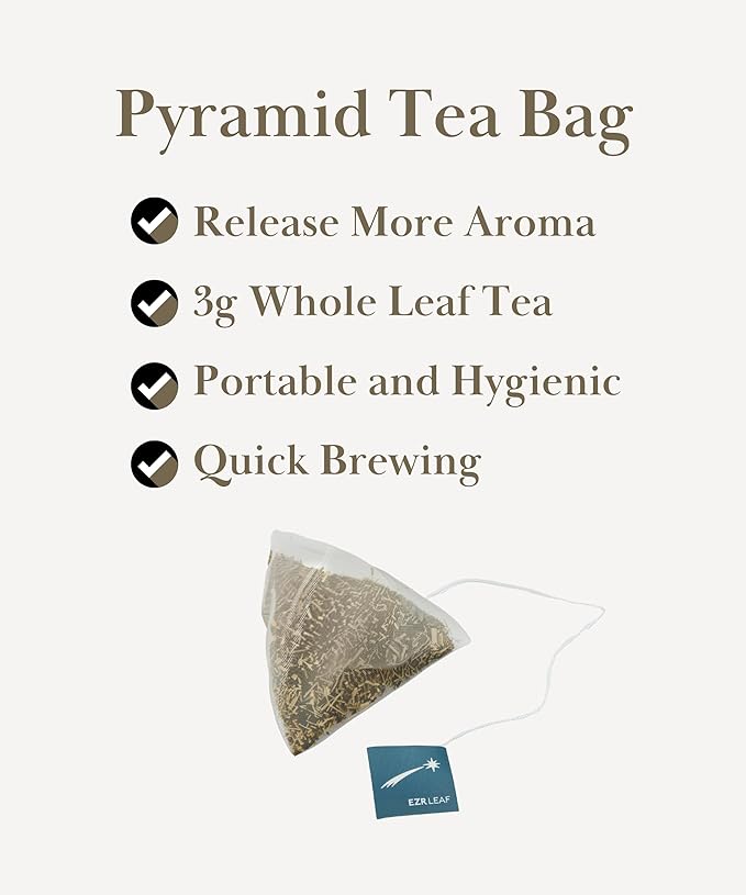 EZR Leaf Mint Herbal Tea, Caffeine Free Decaf, Pyramid Tea Bags 20 Counts 2.1 Once German Peppermint, Lemongrass, Licorice Blend for Relaxation, After-Meal, Bedtime - Bloomnest