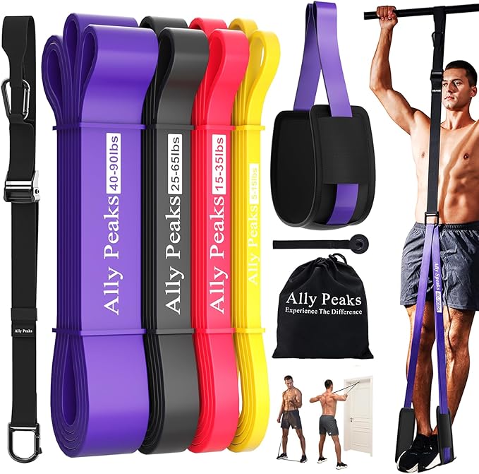 Ally Peaks Pull Up Assistance Bands，Heavy Duty Resistance Band for Pull Up Bar，Adjustable Weight/Size with Fabric Feet/Knee Rest Pull up bands,Up to 410lbs Assistance，resistance bands and assist bands - Bloomnest