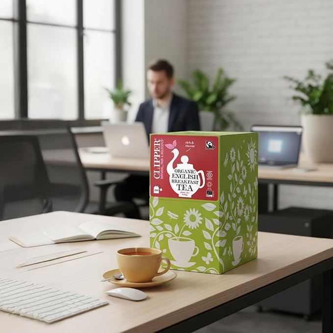 Clipper Tea, English Breakfast Assam Blend, Fairtrade, Organic, Plant-Based, Caffeinated British Tea, 250 Tea Bags - Bloomnest