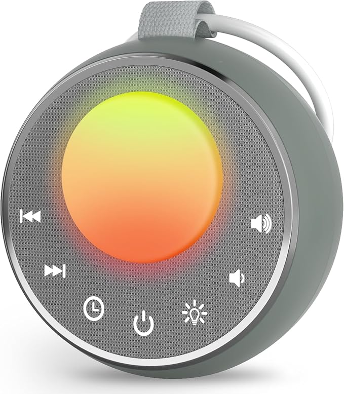 Peakeep White Noise Portable Sound Machine Sleeping Light for Adults Baby, Loud Clear Speaker, 25 Hours Continuous Audio 27 Noise Fan Nature No-looping Sounds, 30 Volume, Battery Operated - Bloomnest