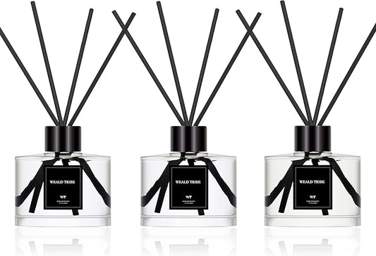 Reed Diffuser Set of 3 for Bathroom Air Fresheners, Oil Diffuser Sticks | Lemon,Eucalyptus & Mint,Velvet Vanilla Scent(1.7 fl oz Each Pack) Home Fragrance with 12 Sticks Defusers | House Shelf Decor - Bloomnest