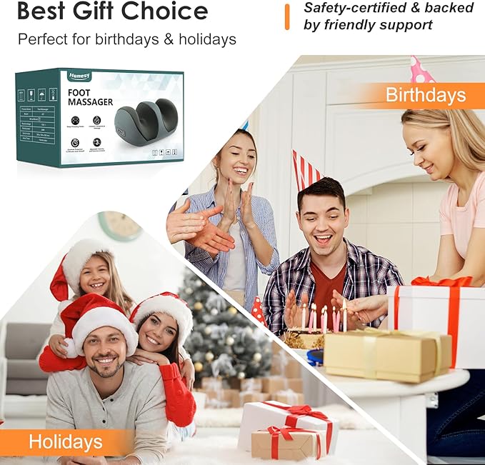 Homesy Foot Massager with Heat, Shiatsu Foot and Calf Electric Kneading Massager Machine with Roller for Relaxation, Plantar Fasciitis, Pain Relief, Gifts for Women & Men, Grey - Bloomnest