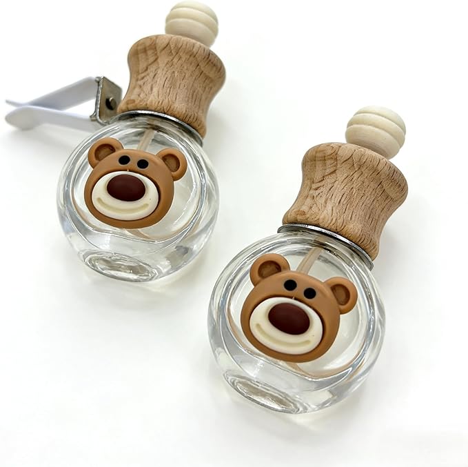2 Pack Car Air Freshener Diffuser Bottle Refillable Empty Glass Perfume Bottle with Vent Clip, Drift Car Air Freshener Clip Essential Oil Diffuser for Car Oil Diffusers Interior Decor-A1 - Bloomnest