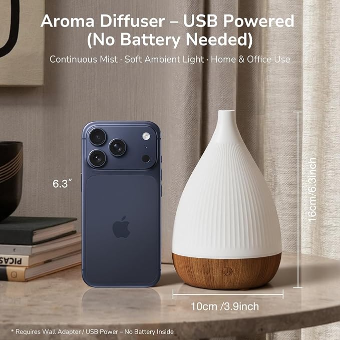 Ultrasonic Essential Oil Diffuser, Home Fragrance Aroma Diffuser with Auto Shut-Off, 8-Color Night Light & Ultra-Quiet Operation, BPA-Free Portable Aromatherapy Humidifier for Home (Dark) - Bloomnest