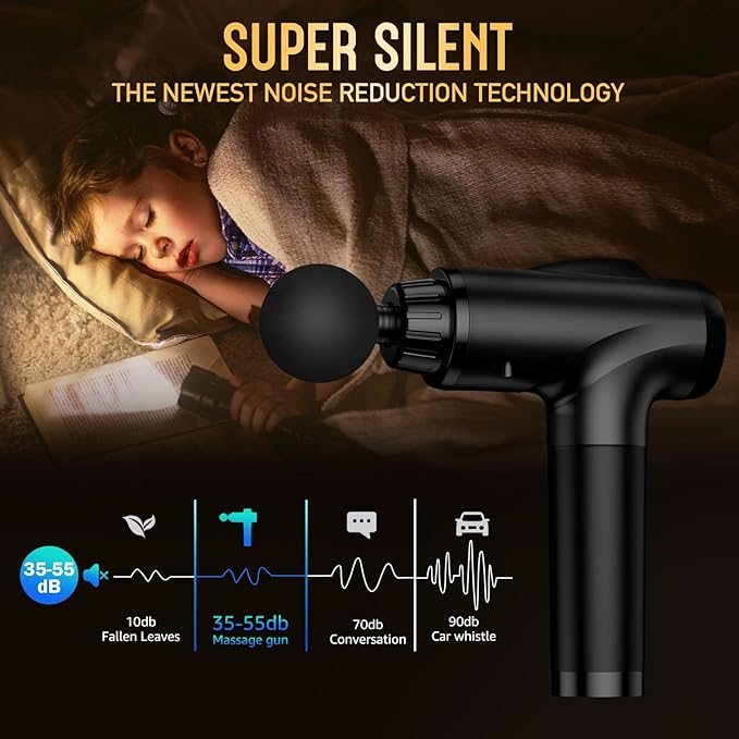 Massage Gun Deep Tissue, Handheld Electric Muscle Massager, High Intensity Percussion Massage Device for Pain Relief with 9 Attachments & 30 Speed(Black) - Bloomnest