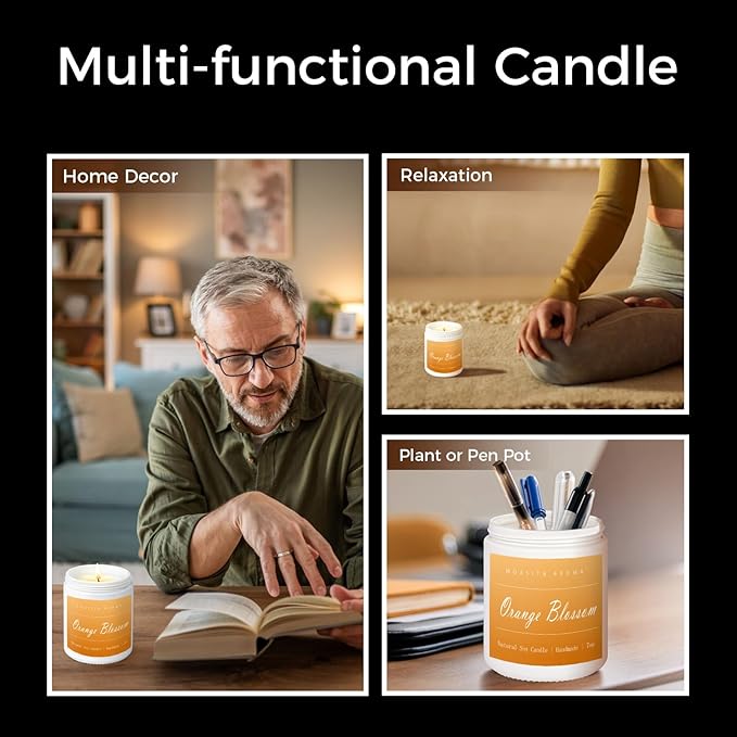MOASITN Orange Blossom Highly Scented Candles for Home| Natural Soy Aromatherapy Candle| Handmade Long Lasting Jar Candle| Candel Gift for Women,Men as Spring, Summer,Relaxing,Housewarming Gifts| 7oz - Bloomnest