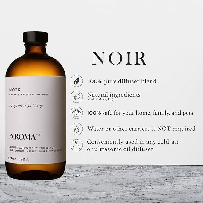 Aromatech Noir Aroma Essential Oil Blend: Hotel Inspired Aromatherapy with for Ultrasonic Diffusers & Nebulizers - 16.9 fl oz, 500 mL - Bloomnest