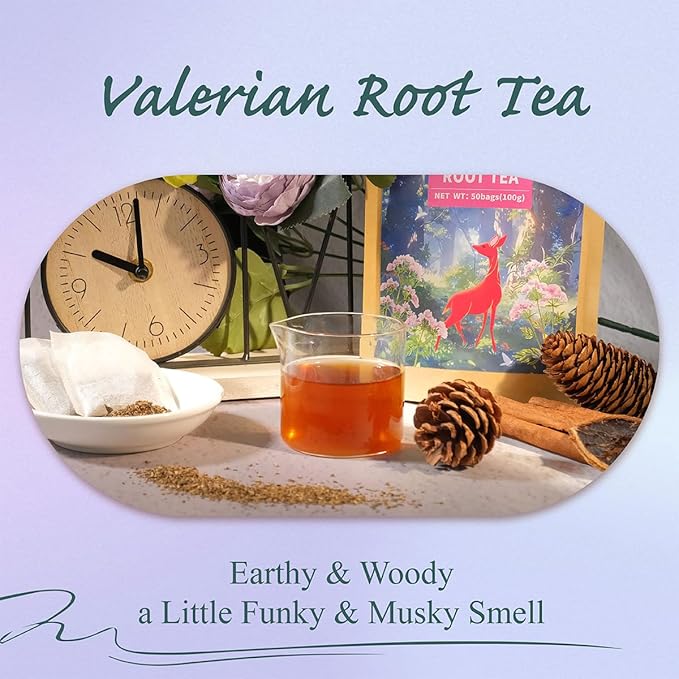 WT WEETEE Valerian Root Tea Bags, Made with Pure Valerian Root (Valeriana), 50 Count Earthy/Woody Herbal Tea Bags, Naturally Caffeine-free - Bloomnest