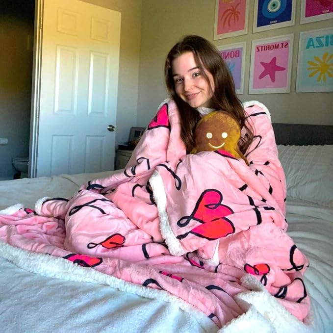 Tirrinia Sherpa Wearable Blanket With Sleeves, Full Body Throw Reading Wrap TV Blankets - Bloomnest