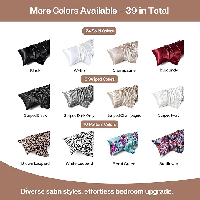 MR&HM Satin Body Pillow Cover, Soft and Breathable Body Pillow Case with Envelope Closure, Cooling and Silky Long Pillowcase for Hair and Skin,Grey (20x54, Mocha Mousse) - Bloomnest