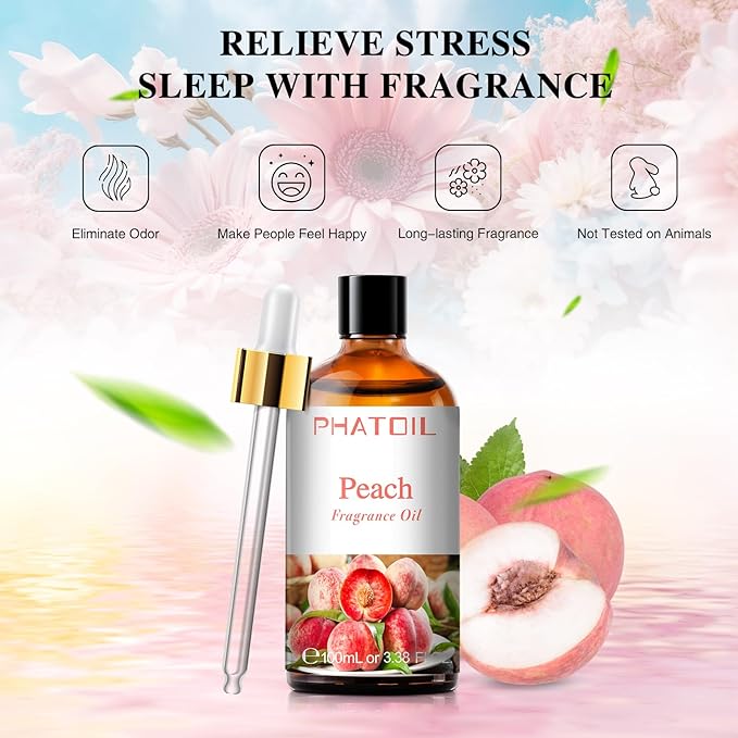 PHATOIL 3.38FL.OZ Peach Fragrance Oils for Aromatherapy, Essential Oils for Diffusers for Home, Perfect for Diffuser, Yoga, Skin Care, DIY Candle and Soap Making - 100ml - Bloomnest