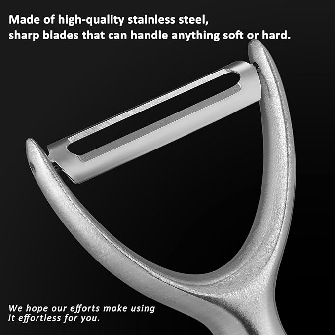 Premium Y Type 304 Stainless Steel Multifunctional Kitchen Peeler Real Wood Handle Ultra Sharp Blade Vegetable Potato Apple(Boluoge) - Bloomnest