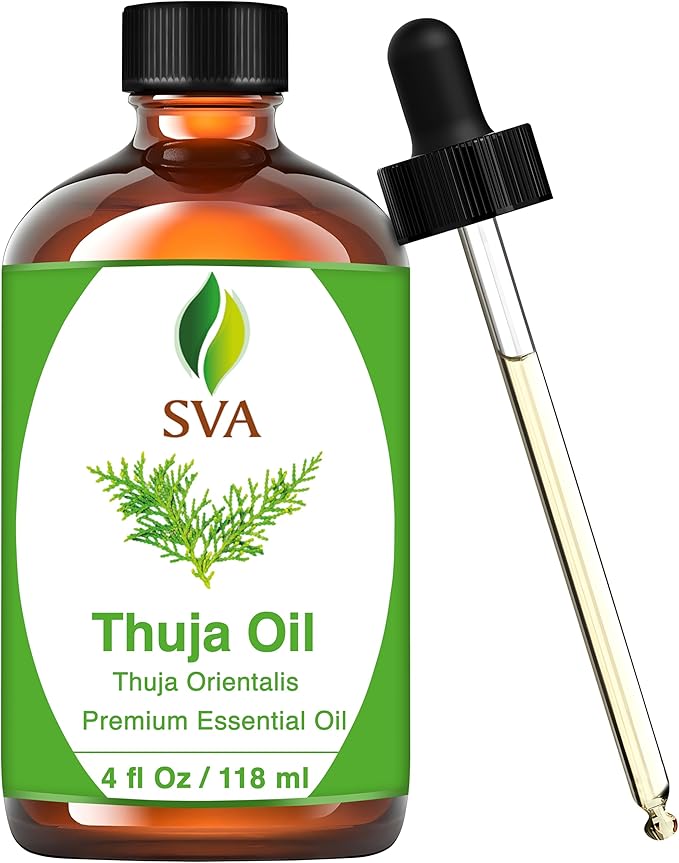 SVA Thuja Essential Oil – 4 Fl Oz – 100% Natural Thuja Oil - for Diffuser, Hair Care, Face, Skin Care, Aromatherapy, Scalp and Body Massage, Soap and Candle Making – with Dropper - Bloomnest