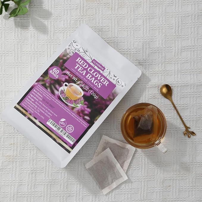 60 Premium Red Clover Tea Bags, Made with 100% Natural Red Clover Flowers & Herb, Rich in Antioxidants & Supports Wellness, No Additives & Caffeine Free. - Bloomnest