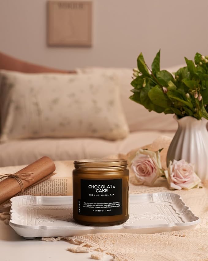 M&SENSE Chocolate Layer Cake Scent Candles, Large 11.6oz Natural Soy Wax 70 Hours Burn Time Clean Non Toxic Scented Classic 2 Wicks Candle for Bedroom Living Room Office - Bloomnest