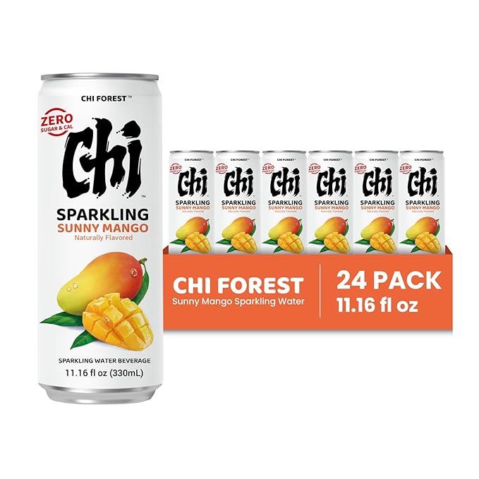 CHI FOREST Mango Sparkling Water Beverage, Zero Sugar Drinks, Zero Artificial Flavor, 11.16 fl oz Cans (Pack of 24) - Bloomnest