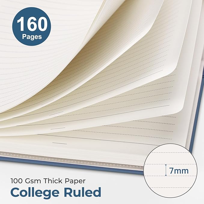 AHGXG Spiral Journal Notebook, 160 Lined Pages, A5 Medium Size (5.7'' x 8.3''), for Men & Women, Journaling, Writing, Work & Office, Hardcover, 100 GSM Thick Paper (Navy Blue) - Bloomnest