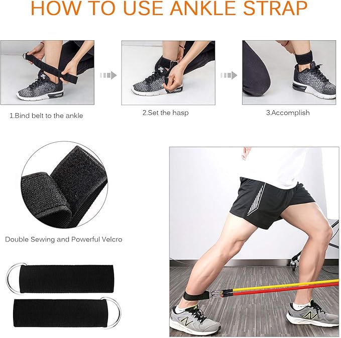 Resistance Bands Set, Himaly Exercise Bands Strength Training Fitness Bands Workout Elastic Bands with Legs Ankle Straps, Door Anchor, Handles & Carry Bag for Home Outdoor Workouts - Bloomnest