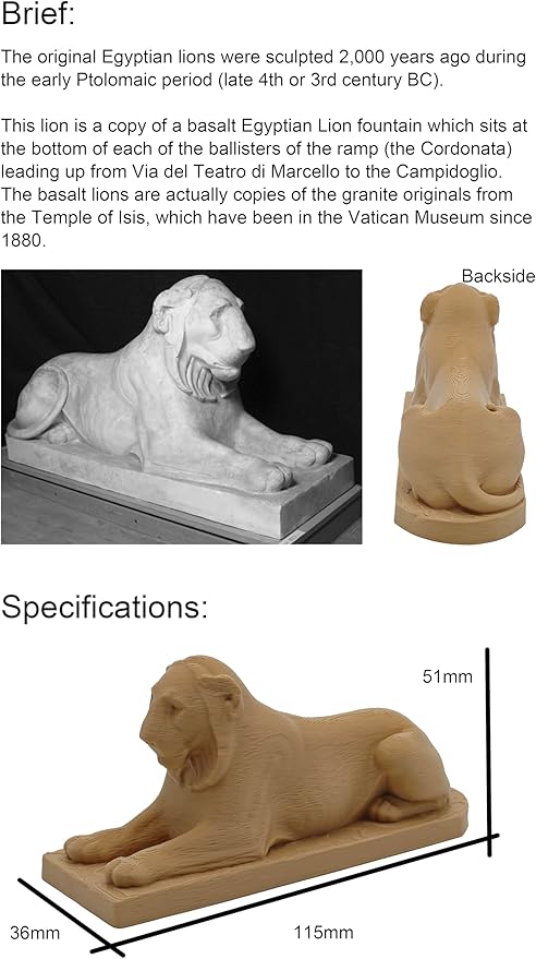 Reclining Lion Figurine, Egyptian Mythology Decor with Sandstone-Like Texture Finish, Paint-It-Yourself Figurine, 2.0 inches Tall - Bloomnest