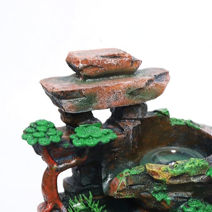 Natural Waterfall Fountain Fake Tree Creative Indoor Simulation Resin Rockery for Office Home Desk Decoration - Bloomnest