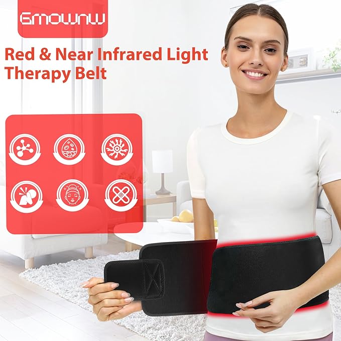 Red Light Therapy for Body, Infrared Light Therapy for Belt Shoulder Waist, Upgraded 3 in 1 LED Beads, 660nm Red Light & 850nm Near Infrared Light Therapy Belt Wrap Timer Remote Control GMOWNW