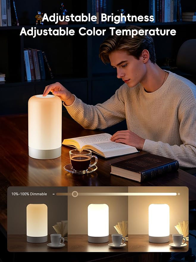RGBICWW Smart Table Lamp, Touch Bedside Table Lamp with App Control, LED Desk Lamp with Music Sync, 30+ Scenes & 16M Colors, Color Changing Lamp for Bedroom Living Room Dimmable Night Light, White - Bloomnest