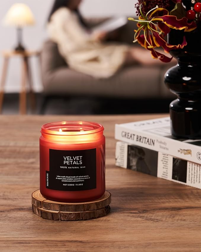 M&SENSE Sandalwood Floral Soy Candles for Home Scented, Organic Natural Soy Wax 11.6oz 70 Hour Long Lasting, Luxury Floral Scented Candle Gifts for Women - Bloomnest