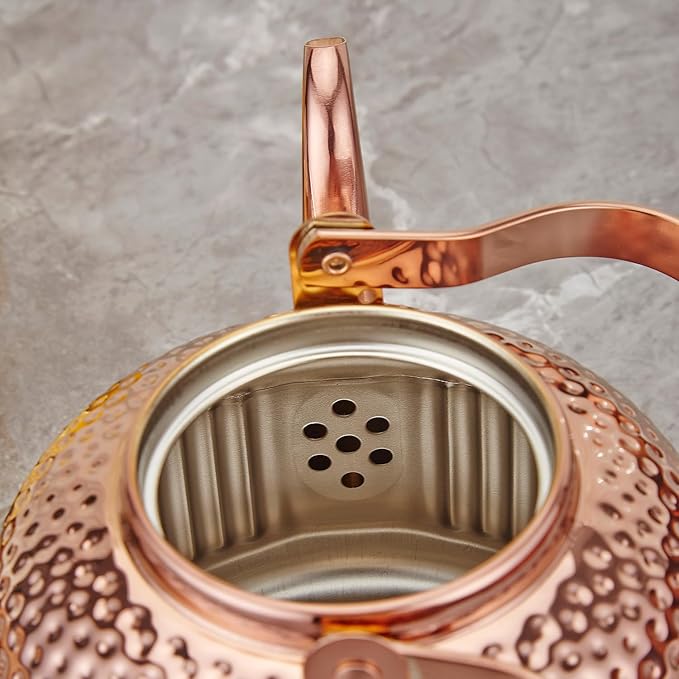 SANQIAHOME Antique 1.2L (40Oz) Stainless Steel Teapot with Infuser copper - Bloomnest