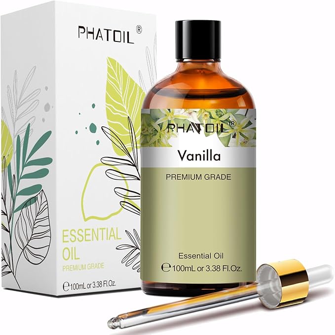 PHATOIL Vanilla Essential Oils for Aromatherapy, 3.38FL.OZ Diffuser Oils for Home, Perfect for Aromatherapy, Humidifiers, Yoga, DIY Candle and Soap Making - 100ml - Bloomnest