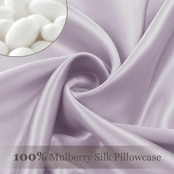 Adubor 100% Silk Pillowcase - Mulberry Silk Pillow Cases, 23 Momme 6A Grade Fibers, Silk Pillow Case for Hair and Skin Health, with Hidden Zipper (Queen 20''x30'', Grayish Purple, 1PC) - Bloomnest