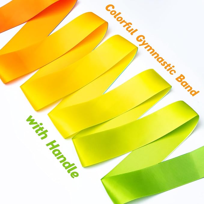 Cikyner Gymnastics Ribbon, 2 Pack Colorful Gymnastics Band with Stick, Dance Band Children Rainbow Band for School and Home Game, Ideal for Girls on Children's Birthday Party or Christmas - Bloomnest