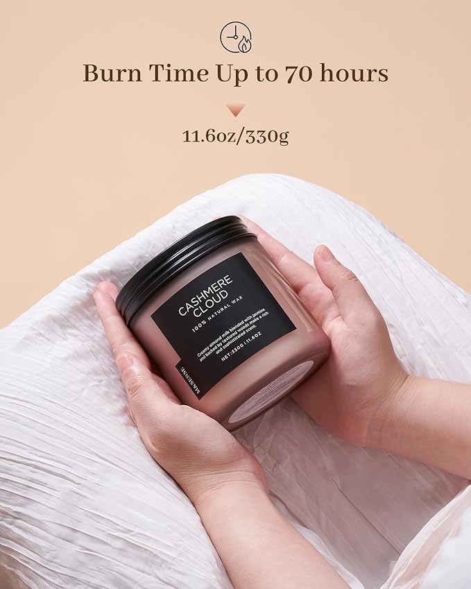 M&SENSE Warm Cashmere Scented Candle, 11.6oz Clean Non Toxic Natural Soy Wax Fragrance for Bathroom Bedroom 70 Hours Burn Time Candle, 2 Wick Aromatherapy Gifts for Housewarming - Bloomnest