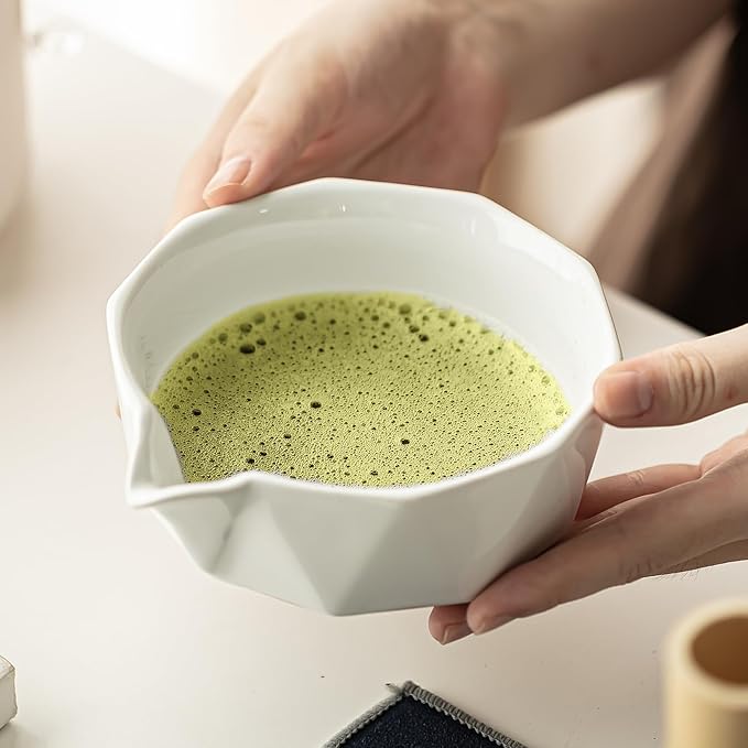 7 PCS Matcha Whisk Kit with Bowl & Scoop, Bamboo Whisk and Sifter, Traditional Japanese Tea Set for Matcha Lovers – Complete Matcha Gift Kit (White) - Bloomnest
