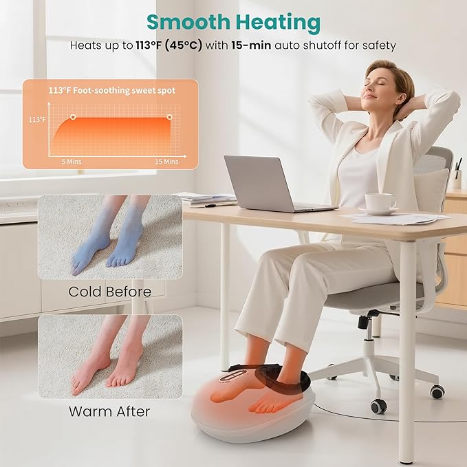 Nekteck Shiatsu Foot Massager Machine with Soothing Heat, FSA Eligible Air Compression Deep Kneading Therapy, HSA Massage Tools Improve Blood Circulation Foot Wellness, Fits Size Up to US 11