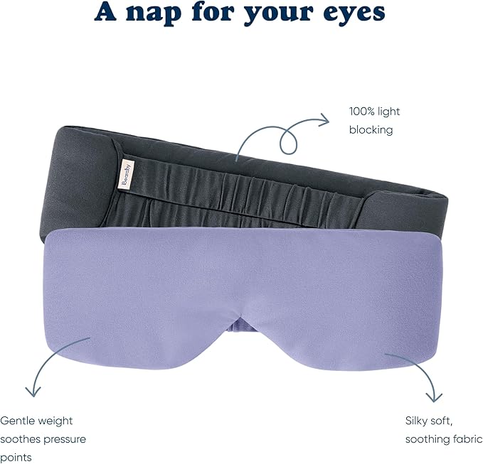 Bearaby Asteroid Grey Sleep Mask 23” x 4” Weighted Eye Mask for Sleeping 0.75 lbs 100% Light Blocking Mask for Travel and Rest Silky Soft Fabric for Deep Gentle Sleep - Bloomnest